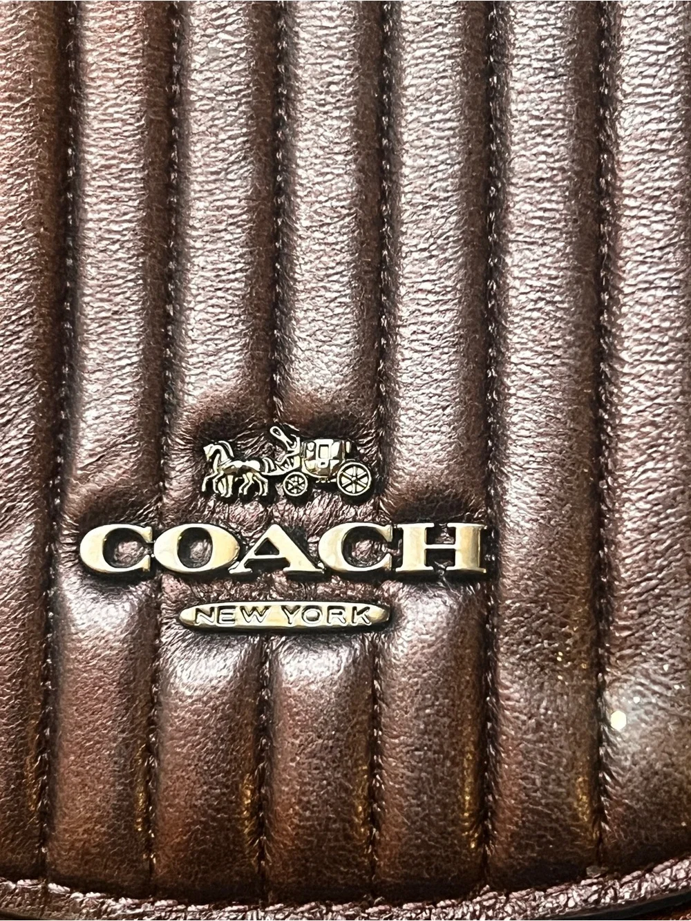 Coach Brown Quilted Leather Crossbody with Logo Tag